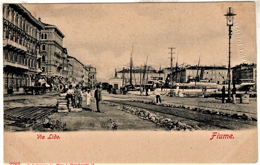Cartolina antica Fiume Rijeka via Lido Croazia