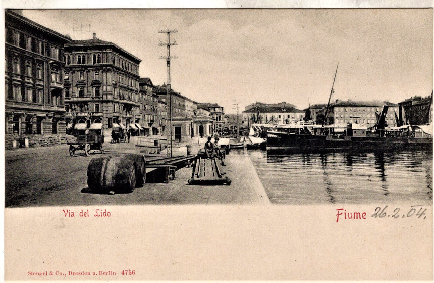 Cartolina antica Fiume Rijeka via del Lido Croazia