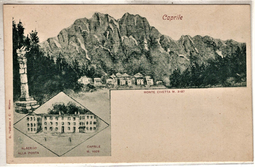 Cartolina antica Caprile albergo alla Posta