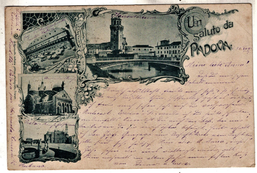 Cartolina antica Padova un saluto