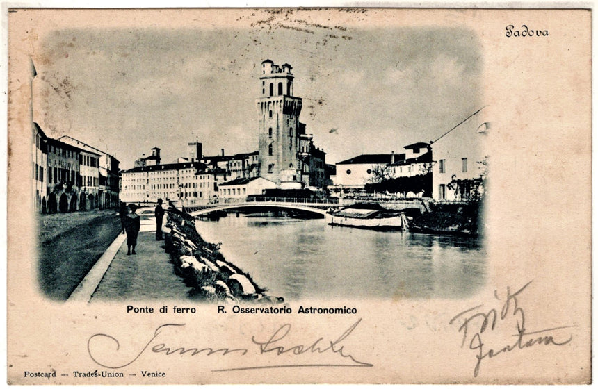 Cartolina antica Padova il ponte di legno reggio osservatorio astronomico