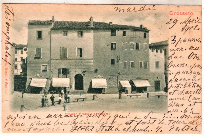 Cartolina antica Grosseto palazzo Pretorio