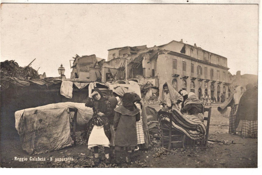 Cartolina antica Reggio Calabria superstiti dal terremoto