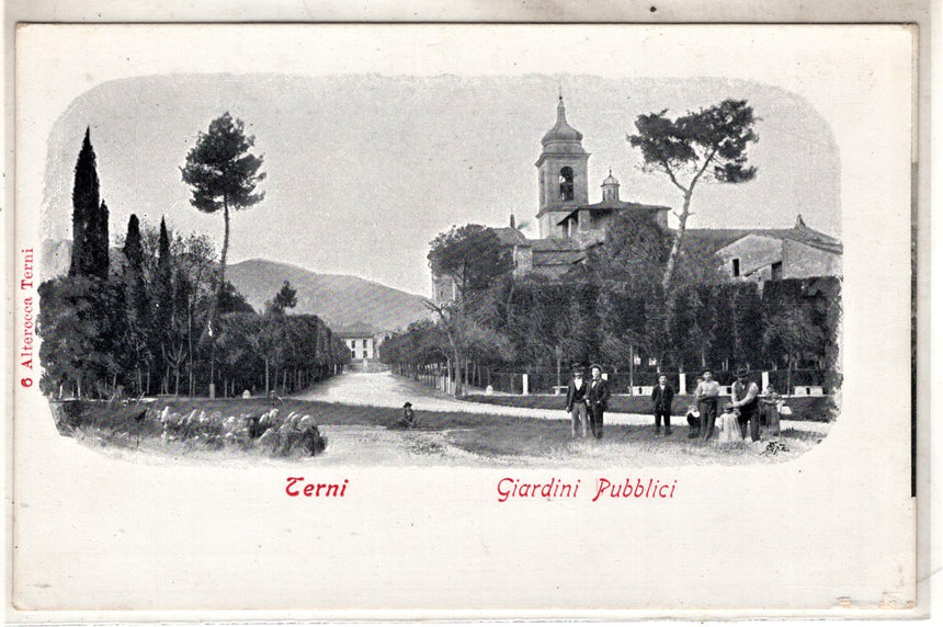 Cartolina antica Terni giardini pubblici