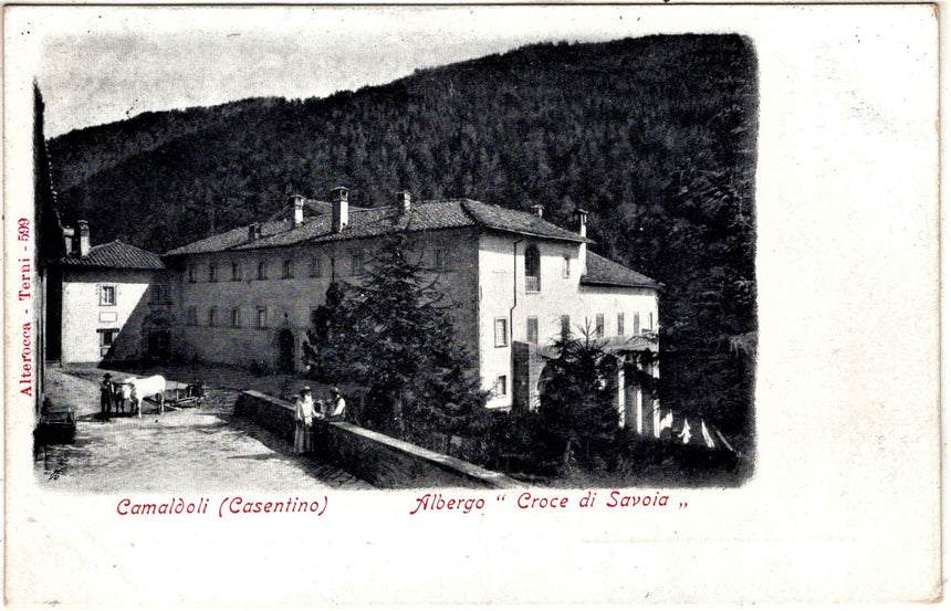 Cartolina antica Camaldoli Poppi Casentino albergo Croce di Savoia Arezzo