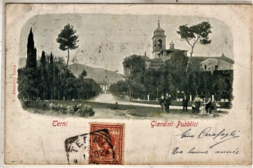Cartolina antica Terni giardini pubblici