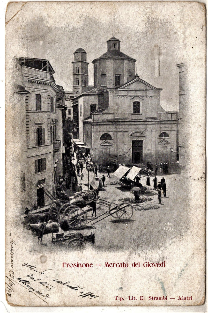 Cartolina antica Frosinone mercato del giovedi