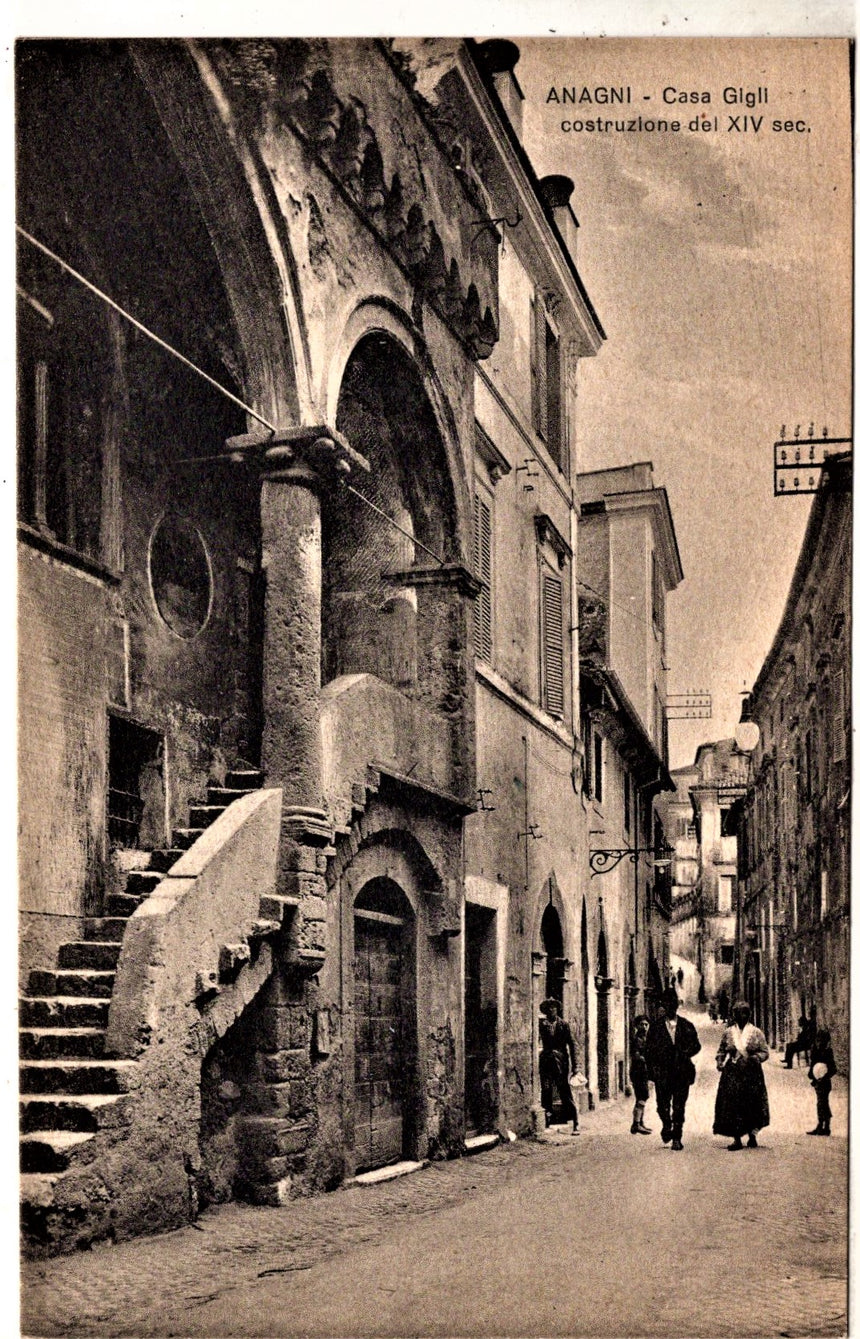 Cartolina antica Anagni casa Gigli Frosinone