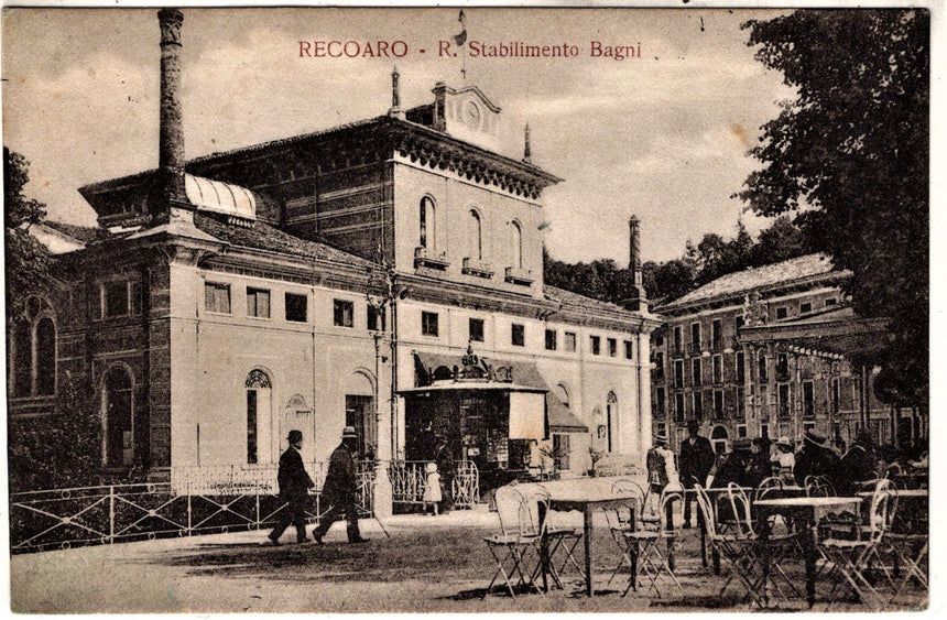 Cartolina antica Recoaro stabilimento balneare Vicenza