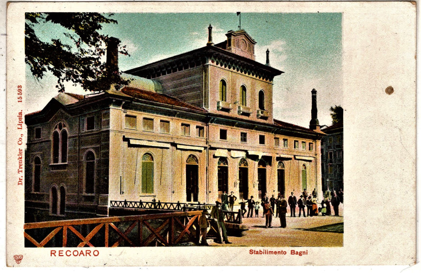 Cartolina antica Recoaro stabilimento balneare Vicenza