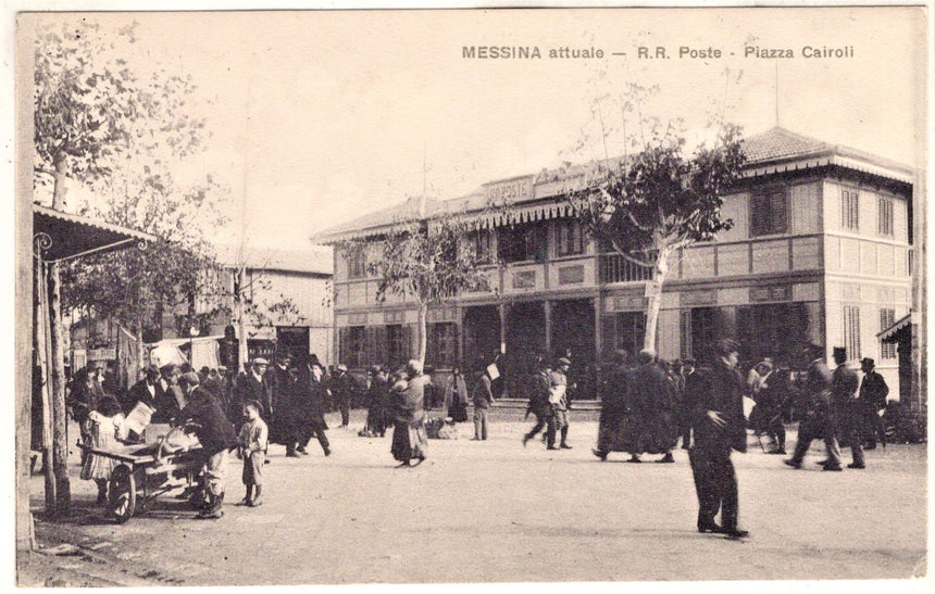 Cartolina antica Messina Reggie poste piazza Cairoli