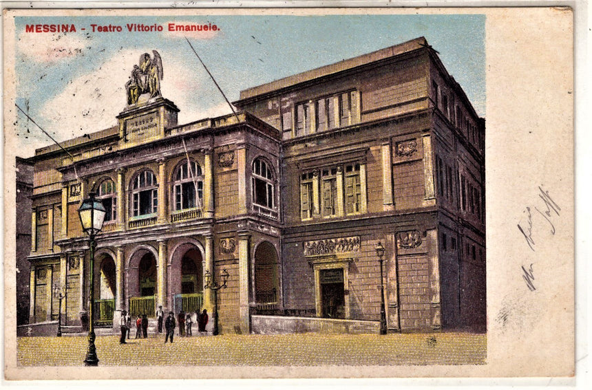 Cartolina antica Messina teatro Vittorio Emanuele