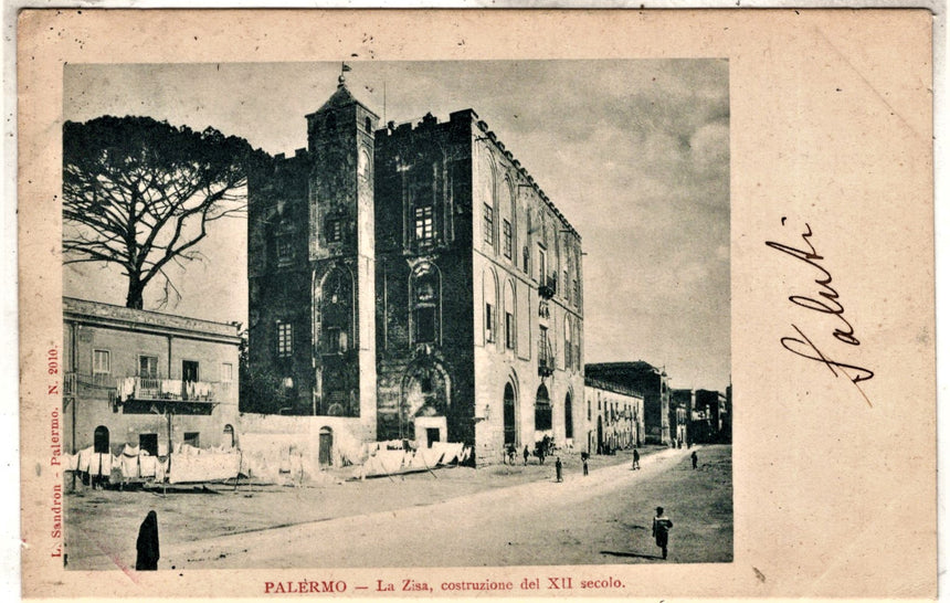 Cartolina antica Palermo la Zisa costruzione del XII secolo