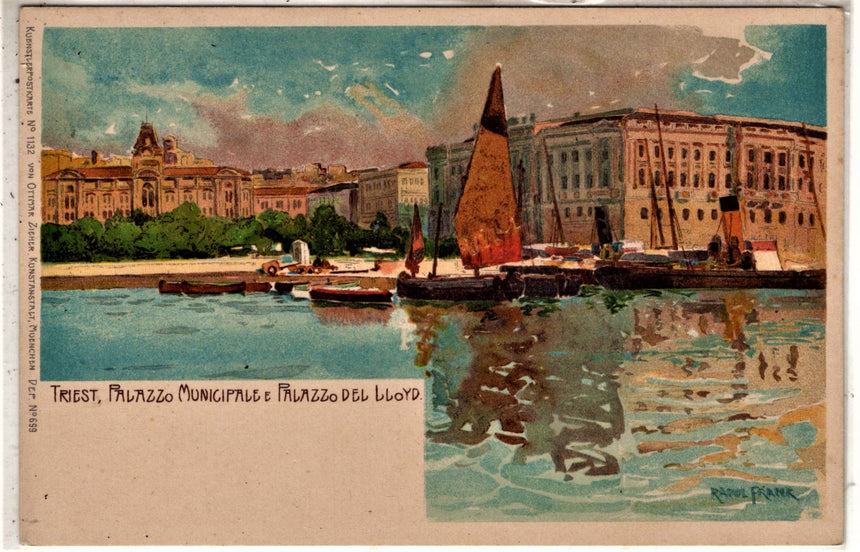 Cartolina antica Trieste palazzo del Lloyd