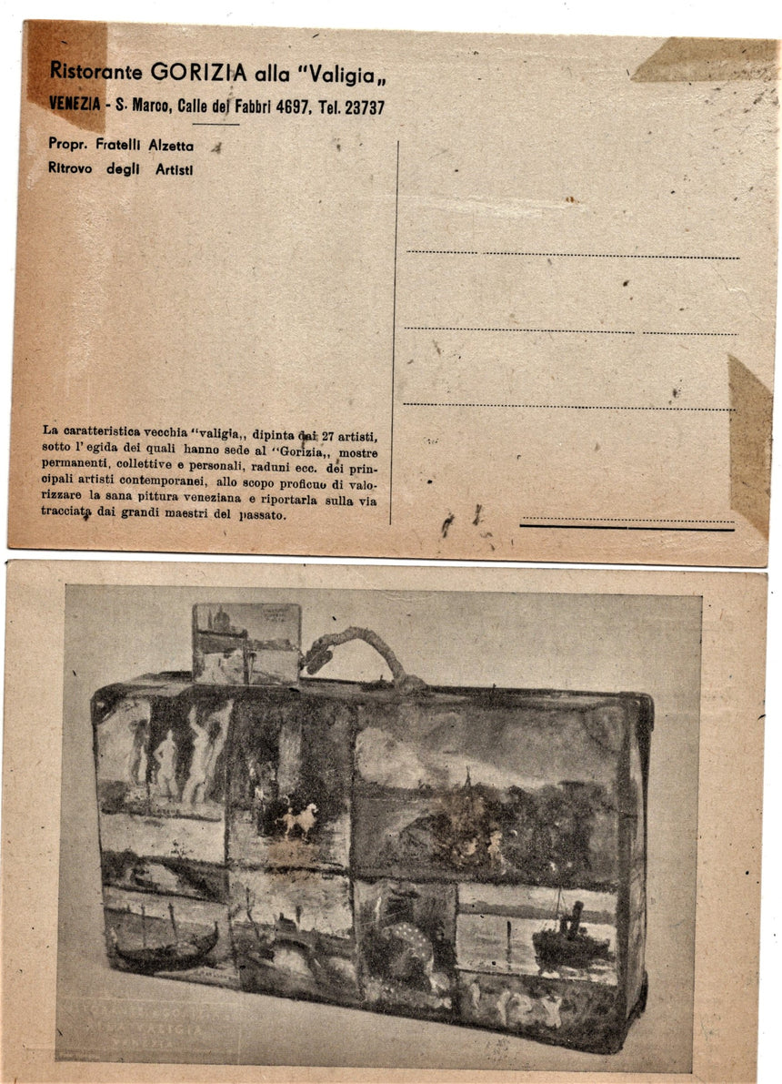 Cartolina antica Venezia S.Marco calle dei Fabbri Ristorante Gorizia alla Valigia