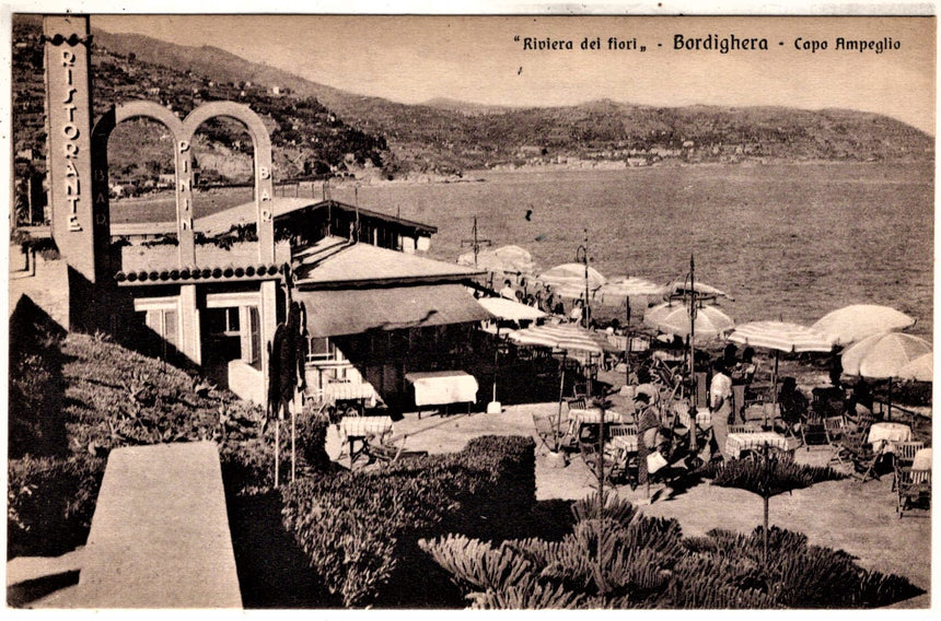 Cartolina antica Bordigera Capo Ampeglio ristorante Pinin