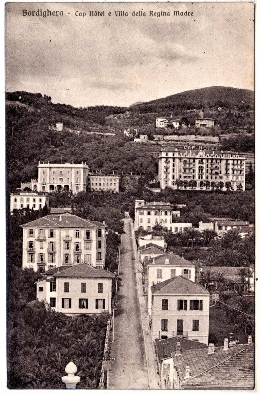 Cartolina antica Bordighera Hotel e Villa della Regina Madre