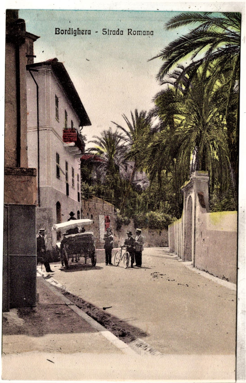 Cartolina antica Bordighera Strada Romana