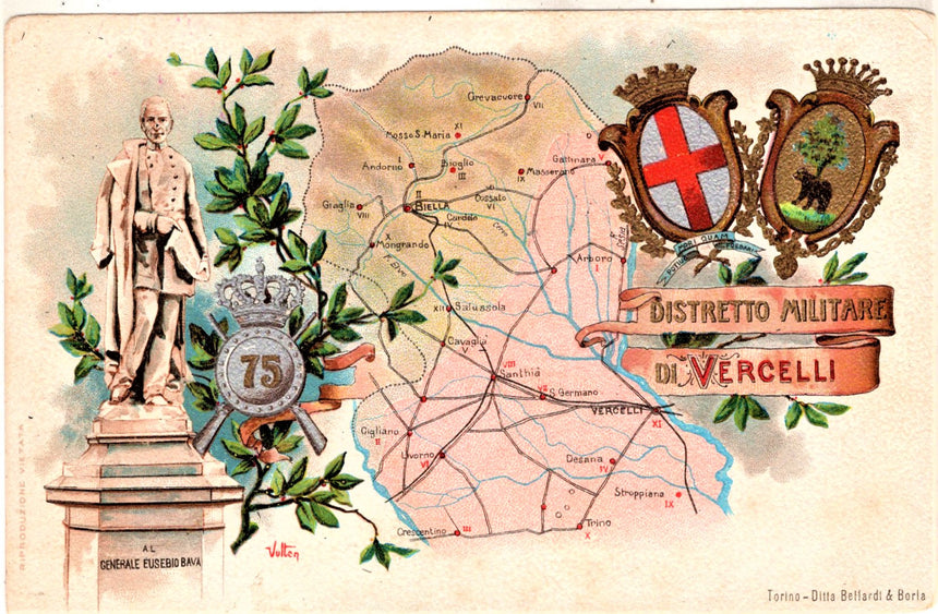 Cartolina antica Vercelli cartolina Distretto Militare