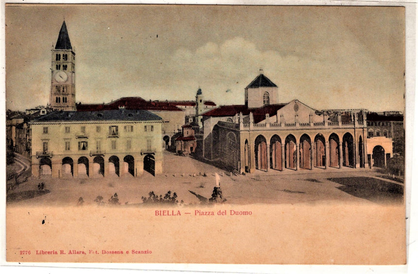 Cartolina antica Biella Piazza del Duomo