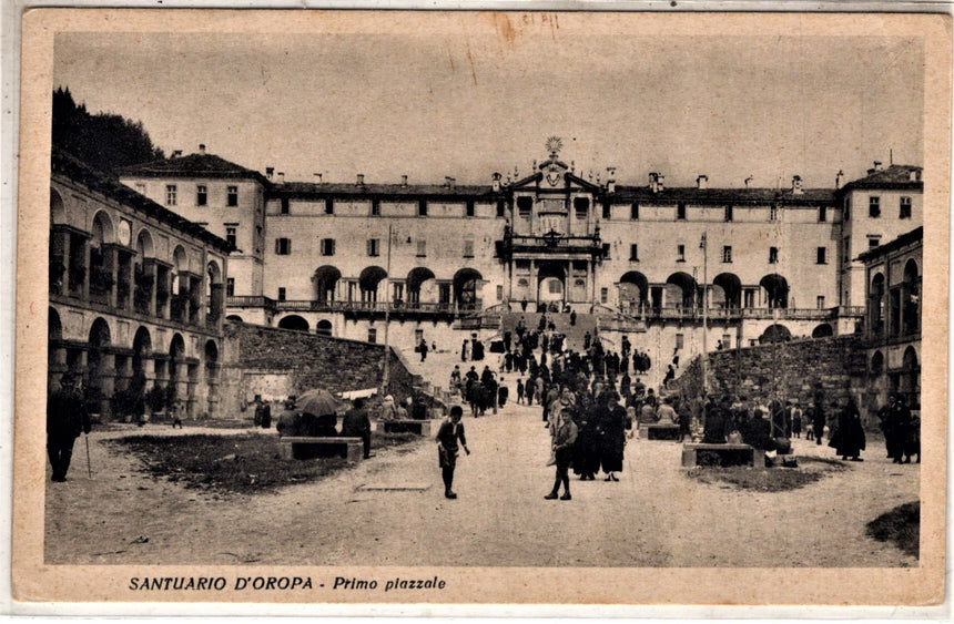 Cartolina antica Santuario Oropa primo piazzale