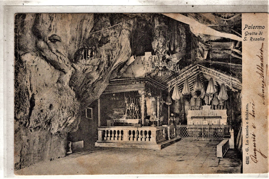 Cartolina antica Palermo grotta di Santa Rosalia