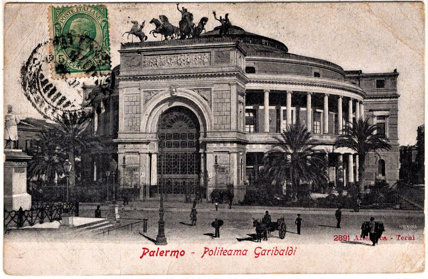 Cartolina antica Palermo Politeama Garibaldi