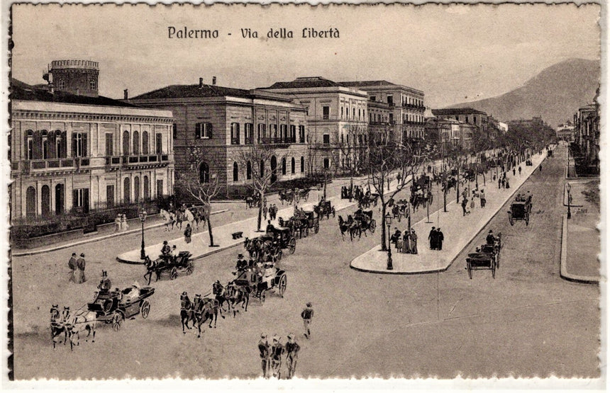 Cartolina antica Palermo via della Libertà