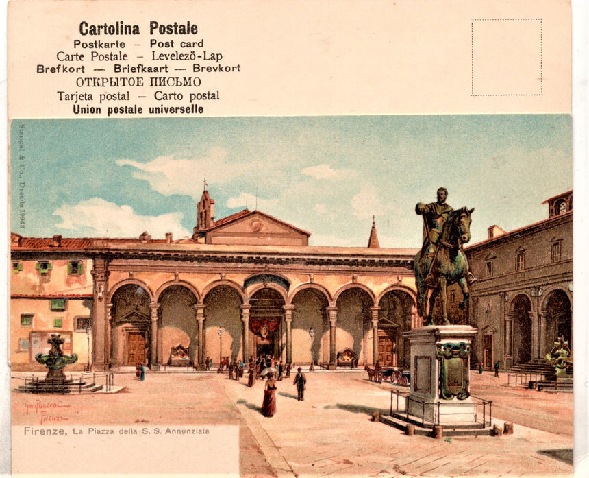 Cartolina antica Firenze Piazza SS.Annunziata