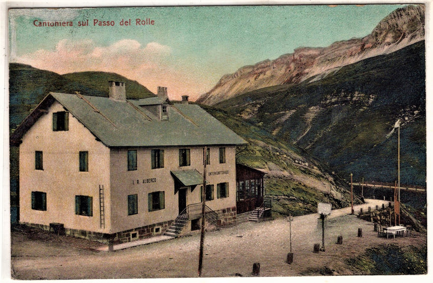 Cartolina antica Bozen albergo cantoniera al passoRolle