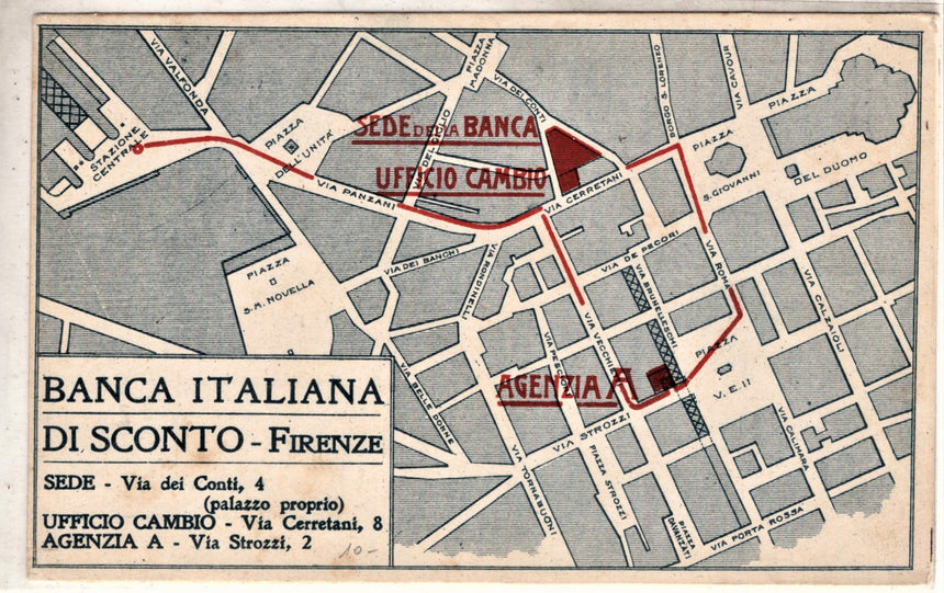 Cartolina antica Firenze Banca Italiana di sconto