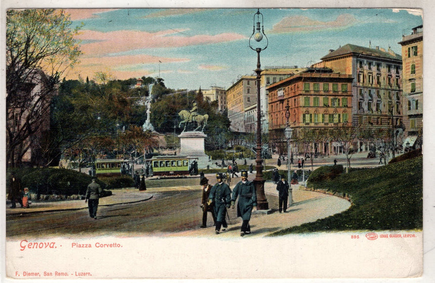Cartolina antica Genova Piazza Corvetto