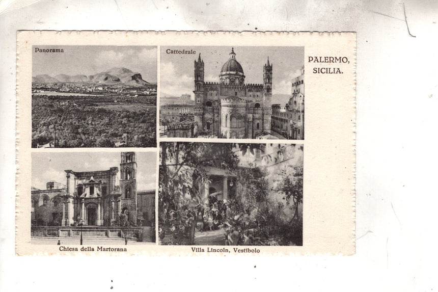 Cartolina antica Palermo cartolina pubblicità Villa Lincoln in tedesco