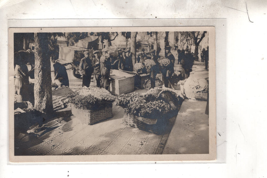Cartolina antica Ventimiglia mercato dei fiori fotografia