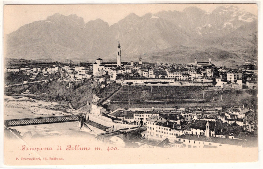 Cartolina antica Panorama di Belluno