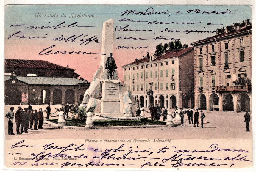 Cartolina antica Un saluto da SWavi8gliano Cuneo