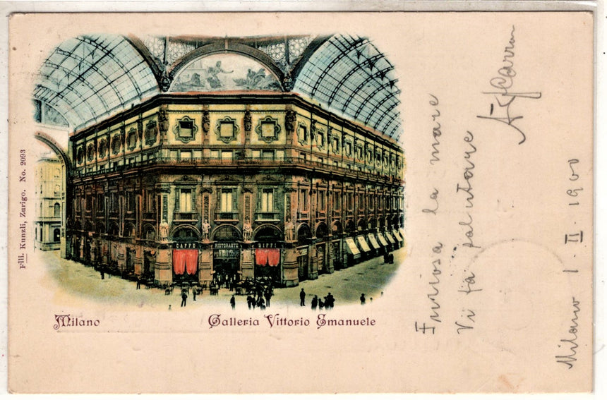 Cartolina antica Milano Galleria Vittorio Emanuele