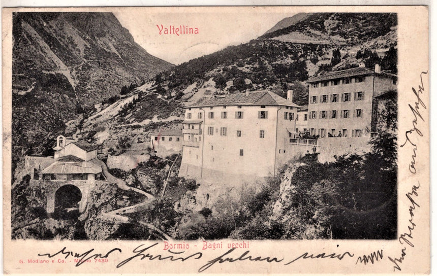 Cartolina antica Bormio Bagni vecchi Valtellina Sondrio