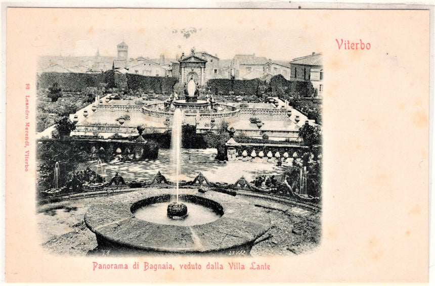 Cartolina antica Viterbo panorama di Bagnaia dalla villa Lante