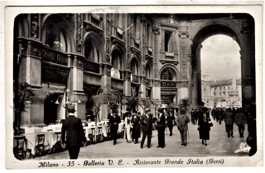 Cartolina antica Milano Galleria Vittorio Emanuele Ristorante Grande Italia