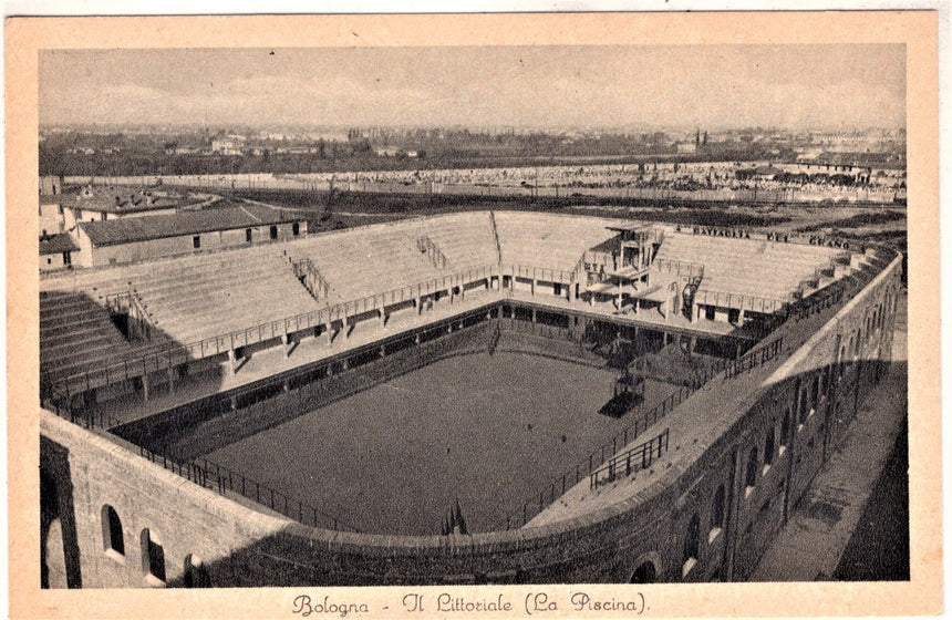 Cartolina antica Bologna il Littoriale la piscina