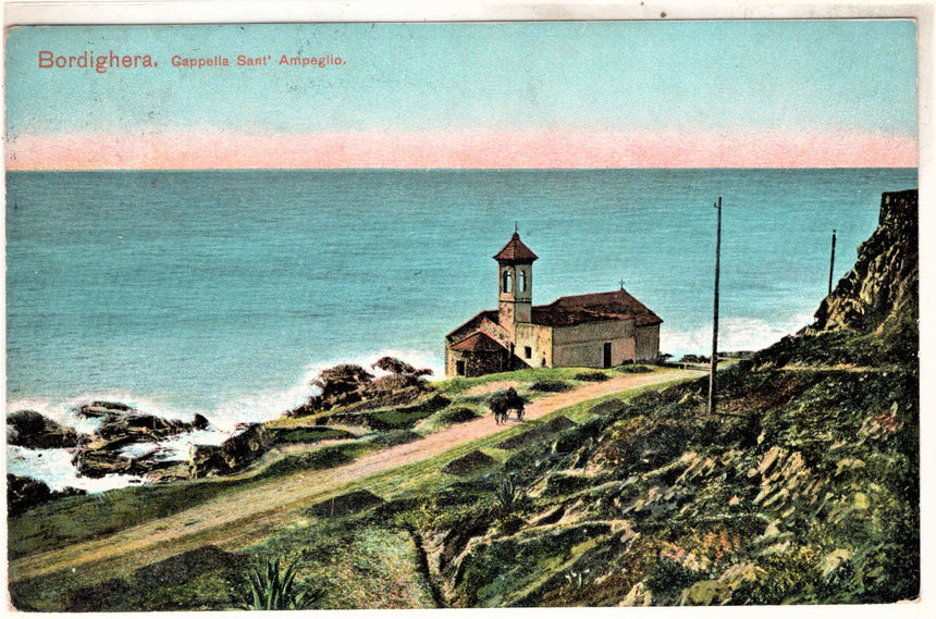 Cartolina antica Bordighera Cappella San Ampeglio