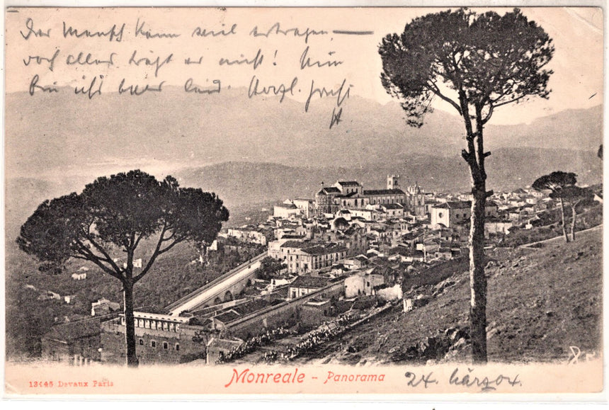 Cartolina antica Monreale panorama