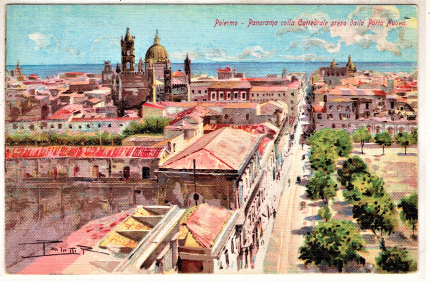 Cartolina antica Palermo panorama