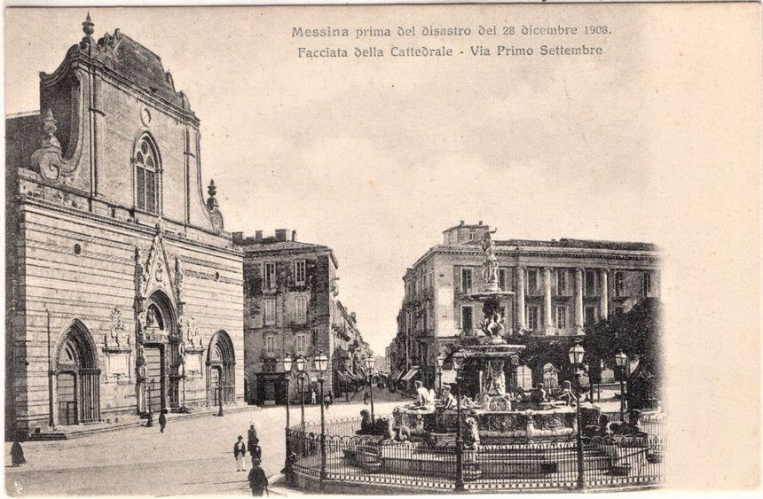 Cartolina antica Messina prima del disastro la Cattedrale