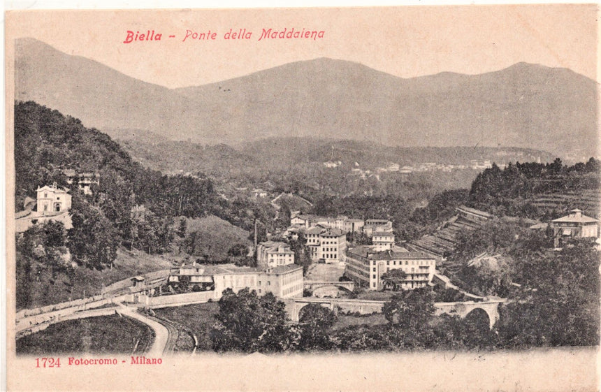 Cartolina antica Biella Ponte della Maddalena