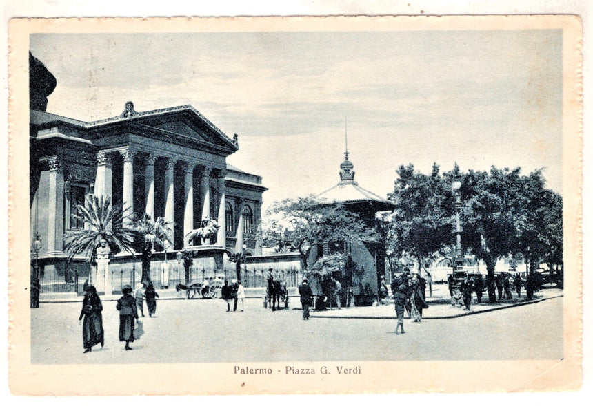 Cartolina antica Palermo Piazza Giuseppe Verdi