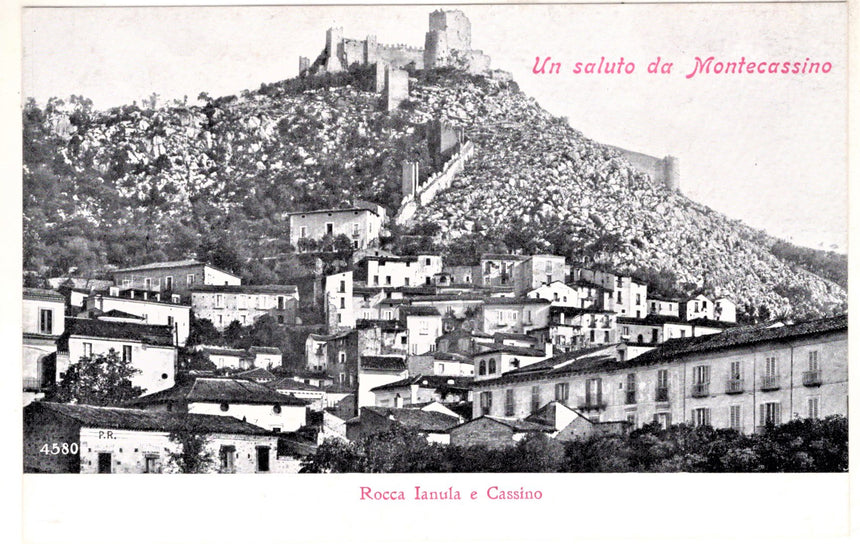 Cartolina antica Montecassino Rocca Ianula e Cassino