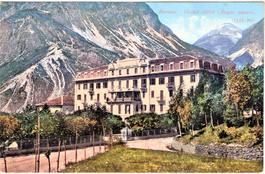 Cartolina antica Bormio Grand Hotel Bagni nuovi