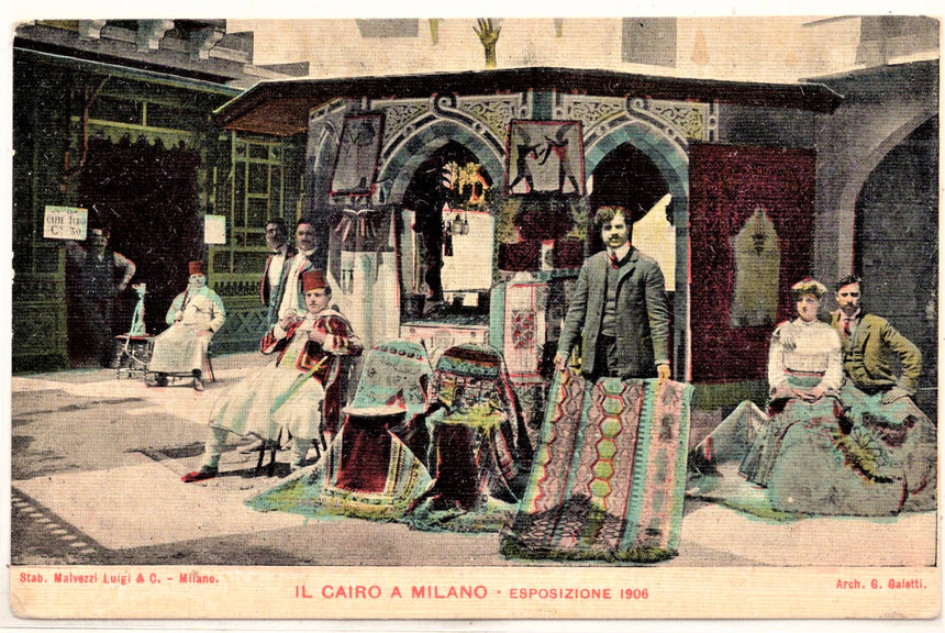 Cartolina antica Milano esposizione 1906 il Cairo a Milano
